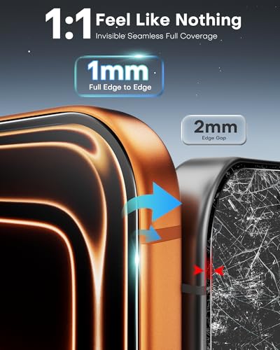 OMOTON Privacy Screen Protector for iPhone 17 Pro Max, 2 Pack - size: iPhone 17 Pro Max