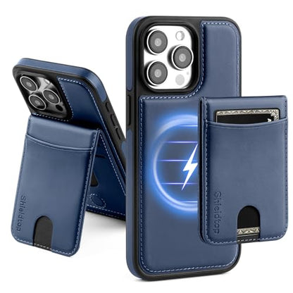 Shieldtop Compatible with MagSafe iPhone 14 Pro Wallet Case,Blue | 2 in 1 Detachable Magnetic,Credit Card Holder Slots,RFID Blocking,PU Leather,Kickstand,Flip Folio Phone Cover for Men & Women - color: Blue, size: iPhone 14 Pro 6.1"