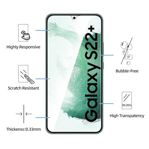 NEW'C for Samsung Galaxy S22+ (S22 Plus) Screen Protector Tempered Glass - size: S22+ 6.6 inches