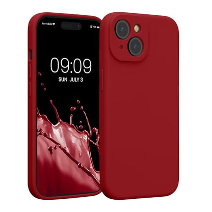 kwmobile Case Compatible with Apple iPhone 15 Case - Slim TPU Silicone Phone Cover - Soft Touch Finish - Rhubarb Red - color: Rhubarb Red, size: iPhone 15