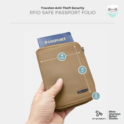 Travelon RFID Blocking Passport Zip Wallet - color: Latte