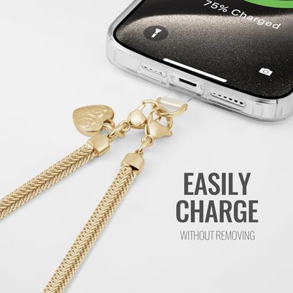 Phone Charm Strap Detachable Wrist Strap For iPhone Anti Theft Strap Phone Chain Wristlet - color: Golden Yellow