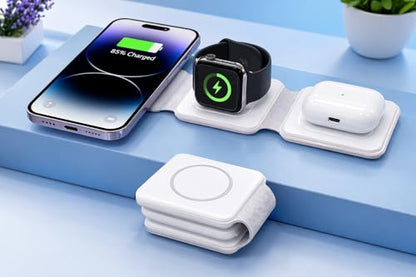 Tzumi 3-in-1 Wireless Charge Station, Universal Device Docking Hub, for Phone, Earphones, Watch - Fast Charging Capability - ChargePad