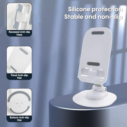 Foldable Desktop Phone Holder, Phone Holder on Desk Compatible with iPhone15, 14, 13 Pro Max Mini, Suitable for 3.5-12.9 inch Phones and Tablet Computer. (White) - color: White