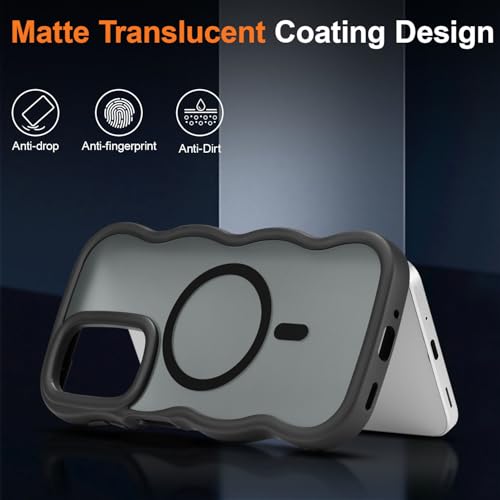 UEEBAI Magnetic for Samsung Galaxy A16 4G/5G Case, Compatible with MagSafe, Transparent Clear Wave Frame Design Soft Edge Cover Matte Shockproof Phone Case- Black - color: Black, size: Samsung Galaxy A16 4G/5G