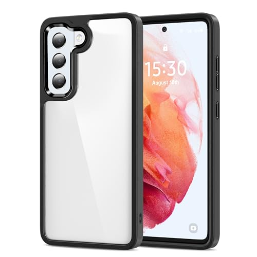 HOOMIL Case for Samsung Galaxy S21 (ONLY, Not Fit Plus, FE, Ultra), Non-Yellowing, Drop Protection, Anti-Scratch Transparent Hard Back Phone Cover - Black Clear - color: Black Clear, size: Samsung Galaxy S21