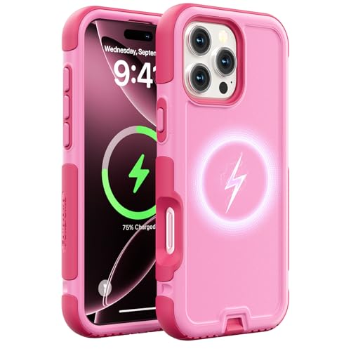 Follaroma for iPhone 16 Pro Max Case, Compatible with MagSafe, Heavy Duty Shockproof Protective Phone Case, Anti-Drop Protection, Dual Layer Magnetic Phone Cover for iPhone 16 Pro Max, 6.9", Pink - color: Pink, size: iPhone 16 Pro Max 6.9''
