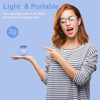 Wireless Earbuds, Bluetooth 5.4 Earbuds Stereo Bass, Bluetooth Headphones - color: Glossy Purple