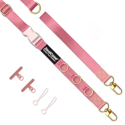 Cell Phone Lanyard Crossbody Built 3 Hooks & Anti-Slip Wrist Strap - color: Pink, size: Small: Width 0.79''/Length 35.54'' – 69.93''