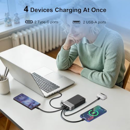 NOBIS Portable Charger 20000mAh 45W Power Bank w/Detachable Cable - color: Black