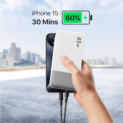 JUOVI Power Bank 45W 20000mAh Portable Charger - color: White