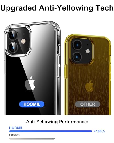 HOOMIL Case for iPhone 12 Mini 5.4-Inch, Non-Yellowing, Drop Protection, Anti-Scratch Transparent Hard Back Phone Cover - Black - color: Black, size: iPhone 12 Mini