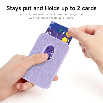 LoeoeL Magnetic Phone Wallet Compatible with Magsafe Wallet, Silicone ID Credit Card Holder Wallets for Back of Phone Pocket, Slim Thin Pouch Sleeve Wallets for iPhone Pixel, Purple Lavender - color: Lilac