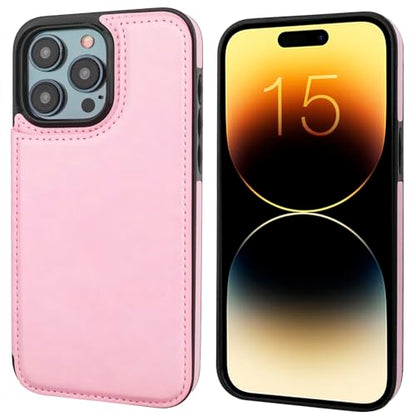 ONETOP for iPhone 15 Pro Max Wallet Case with Credit Card Holder,Pink | Kickstand,ID/Cash Holder,Case Wallet with Card Slots,Double Magnetic Clasp,Durable PU Leather Shockproof Cover for Women Men - color: Pink