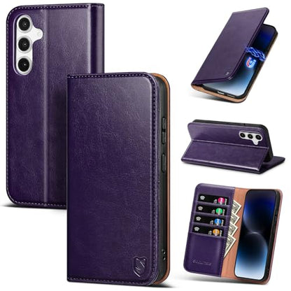Compatible with Samsung Galaxy S25 FE Case Wallet with Card Holder [4 Card Slots] Kickstand [RFID Blocking] PU Leather Phone Case Flip Folio Protective Cover TPU Shockproof,Purple - color: Purple, size: Samsung Galaxy S25 FE