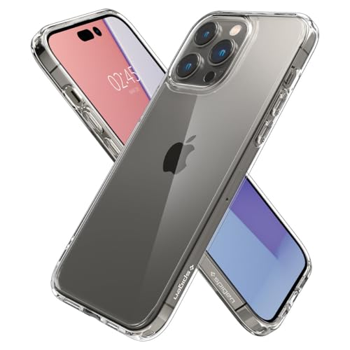 Spigen for iPhone 14 Pro Case, Ultra Hybrid [No Magnet Ring][Anti-Yellowing] - Crystal Clear | Anti-Yellowing Crystal Clarity, Qi Wireless Charge Ready, Patented Air Cushion, MIL-STD-810H Military-Grade Drop Protection - color: Crystal Clear, size: iPhone