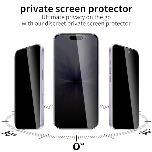 2 Pack Privacy Screen Protector for iPhone 17 with 2 Pack Camera Lens Protector, 9H Hardness Double Shatterproof Anti-Spy Tempered Glass Film, Easy Installation - size: iPhone 17