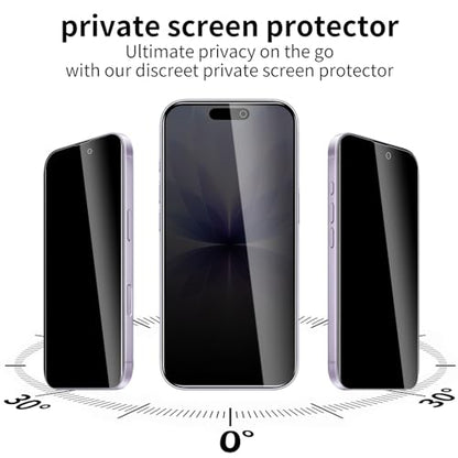 2 Pack Privacy Screen Protector for iPhone 17 with 2 Pack Camera Lens Protector, 9H Hardness Double Shatterproof Anti-Spy Tempered Glass Film, Easy Installation - size: iPhone 17