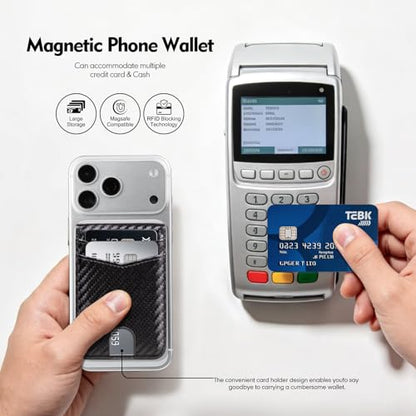 RFID Blocking MagSafe Wallet Stand with Card Holder,5 Card Slots & ID Window,PU Leather Magnetic Phone Adjustable Kickstand for iPhone 12/13/14/15/16/17 Pro Max & Air Plus Series,Carbon Black - color: Carbon Black, style: Stand Wallet