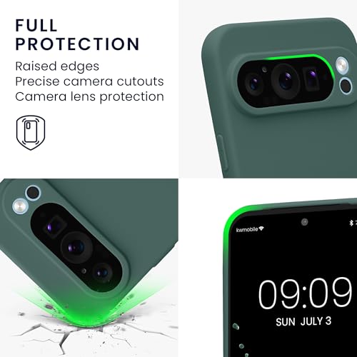 kwmobile Case Compatible with Google Pixel 9 Pro XL Case - Protective Slim TPU Phone Cover - Soft Matte Finish - Blue Green - color: blue green