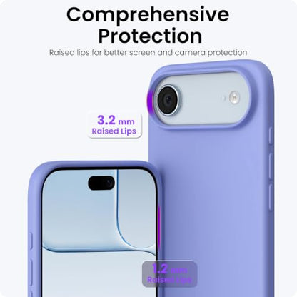 ORNARTO for iPhone Air Case 6.5", Slim Liquid Silicone 3 Layers Soft Gel Rubber Shockproof Protective Cover with Anti-Scratch Microfiber Lining-Ice Blue - color: Ice Blue
