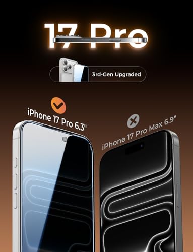 MAGIC JOHN 3rd Gen Privacy for iPhone 17 Pro Screen Protector, 25°Anti-Spy - size: iPhone 17 Pro 6.3inch