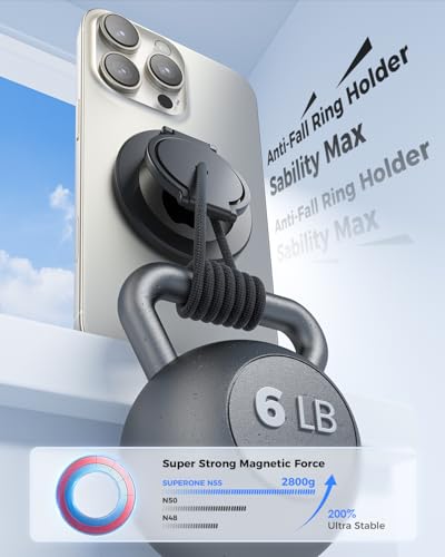 SUPERONE Dual Magnetic Phone Ring Holder, 1/4" Screw Tripod Mount Adapter - color: BK-Screw Hole
