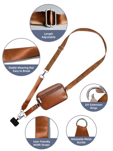 Lopnord Clip and Go Strap for Phone with Wallet Crossbody, Phone Lanyard Detachable Zippered Pouch