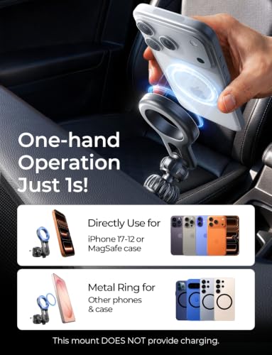 LISEN for MagSafe Car Mount, Magnetic Phone Holder for Car Vent Phone Mount, Super Magnetic Car Phone Mount, Air Vent Hands Free Phone Mount, Gifts Car Phone Holder Magnetic for iPhone 17 Pro Max 16 - color: Black