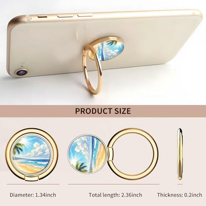 Cell Phone Ring Holder, Cute Metal Phone Grip Stand Finger Ring Kickstand, Flexible 360°Rotation Phone Tablet Case Accessories Compatible with Most Phones Tropical Beach Scene - color: Tropical Beach Scene