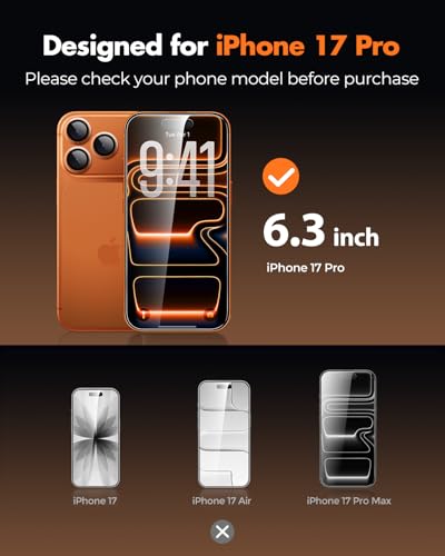 UNBREAKcable iPhone 17 Pro Screen Protector & Camera Lens Protector - size: iPhone 17 Pro