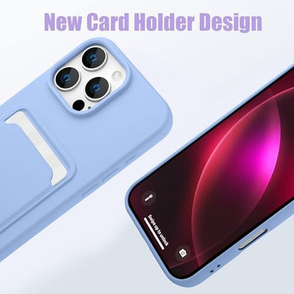 MZELQ Compatible with iPhone 16 Pro Max Case Card Holder -Purple | Wallet Cover,Camera Protection + Screen Protector Soft Card Slot Phone Case - color: Purple, size: iPhone 16 Pro Max