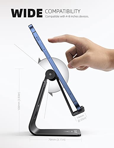 Lamicall Aluminum Cell Phone Stand, Adjustable Desk Phone Holder for iPhone - color: Black