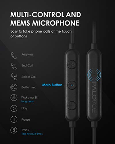 PALOVUE Lightning Headphones Earphones MFi Certified with Microphone - color: Black