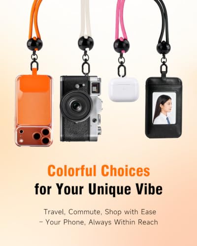 Untvie 2026 New 3-in-1 Phone Lanyard, Adjustable Neck Wrist Strap & Phone Crossbody Strap with 2 Extension Ropes Black Pads, Anti-Theft Universal Cell Phone Holder Tether for iPhone Android (Orange) - color: Orange