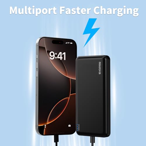2 Pack Portable Charger, 10000mAh Power Bank, Travel Battery Pack - color: 1-Black&Black