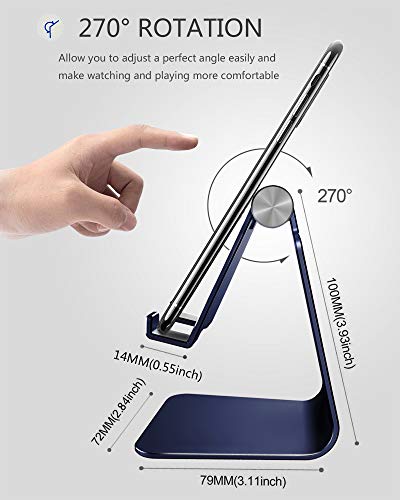 CreaDream Aluminum Cell Phone Stand, Adjustable Phone Holder for Desk - color: Navy Blue