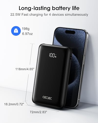Portable Charger 10000mAh, 22.5W Fast Charging Power Bank - color: Black