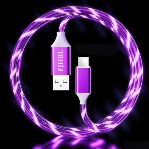 USB A to USB C Cable with Purple LED Light Strip, Suitable for Almost All Tyoe-C Devices, Supports Fast Charging, Data Transfer, Night Vision Illumination, Portable 39 inches. - color: USB A TO C Purple