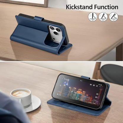 Shieldtop Compatible with MagSafe iPhone 17 Pro Wallet Case,Blue | 2 in 1 Detachable Magnetic,Credit Card Holder Slots,RFID Blocking,PU Leather,Kickstand,Flip Folio Phone Cover for Men & Women - color: Blue, size: iPhone 17 Pro - 6.3"