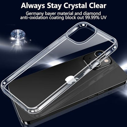 Designed for iPhone 15 Case & iPhone 14 Case Clear,[Anti-Yellowing & Non-Slip] Transparent Shockproof Protective Phone Cases Slim Thin Cute Cover for iPhone 14/15,6.1inch-Clear