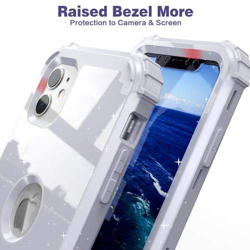 IDweel for iPhone 11 Case with Screen Protector(Tempered Glass), Hybrid 3 in 1 Shockproof Slim Fit Heavy Duty Protection Hard PC Cover Soft Silicone Bumper Full Body Case,Glitter Grey - color: Glitter Grey