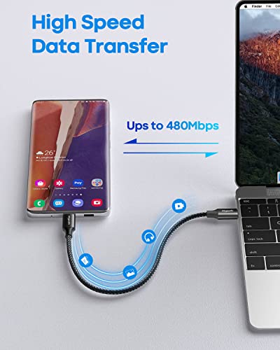 etguuds USB C to USB C Cable 0.5ft, 2-Pack 60W C to C Cable Fast Charging - color: Black, size: 0.5ft