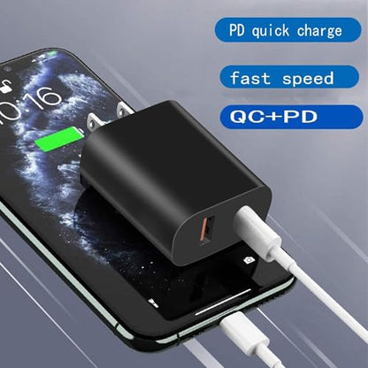 3 Pack USB C Charger Block,20W USB-C & USB-A Port Charger，for i Phone 17/16/15/14/13/12/11/X/8, i Pad and More - color: 3p black