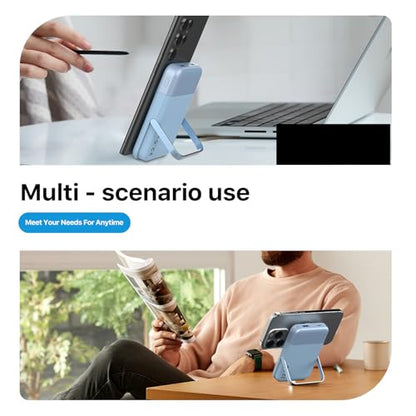 JUOVI for Magsafe Power Bank 10000mAh Portable Charger with Stand - color: Blue