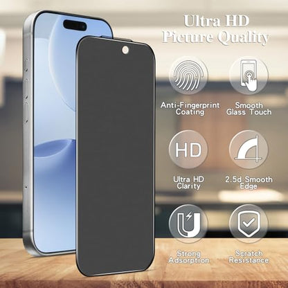 Pokolan Matte Privacy Screen Protector iPhone 17 Pro Tempered Glass Film - color: Black, size: iPhone 17 Pro 6.3 inches