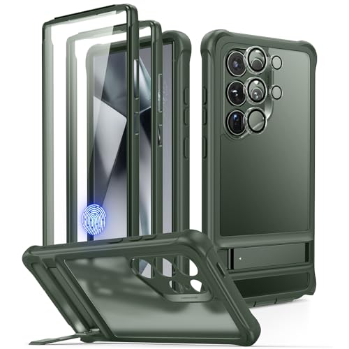 ESR for Samsung Galaxy S24 Ultra Armor Series Case, Full Body Protection Front Cover with Screen Protector and Extra Protective Front Frame, 3 Kickstand Modes, Military-Grade Protection, Clear Green - color: Armor-Frosted Green