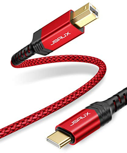 JSAUX USB B to USB C Cable 10ft, Printer Cable USB C for MIDI Keyboard - color: Red, size: 10 ft