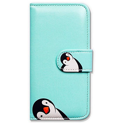 Bcov Case for iPhone 14 Pro, Black Penguin Leather Flip Phone Case Wallet Cover with Card Slot Holder Kickstand for iPhone 14 Pro - color: Black White Penguin