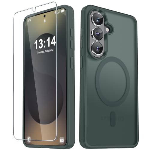YENAPOON for Samsung Galaxy S26 Case, Matte Magnetic Phone Cover, Gray | Fit for MagSafe, Screen Protector included, Shockproof Military Grade Protection, Translucent Frosted Back - color: Gray, size: For Galaxy S26